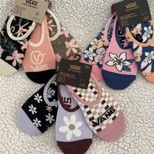 Womens Vans No-Show Sock bundle in Pink, Black, and Brown Floral